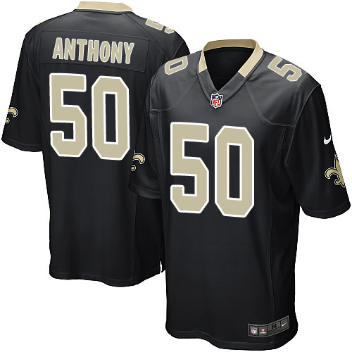 Youth Game Stephone Anthony Nike Jersey Black Home - #50 NFL New Orleans Saints